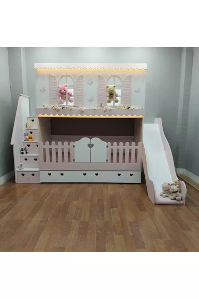 Alaçatı Bunk Bed with Slide and Small Bed