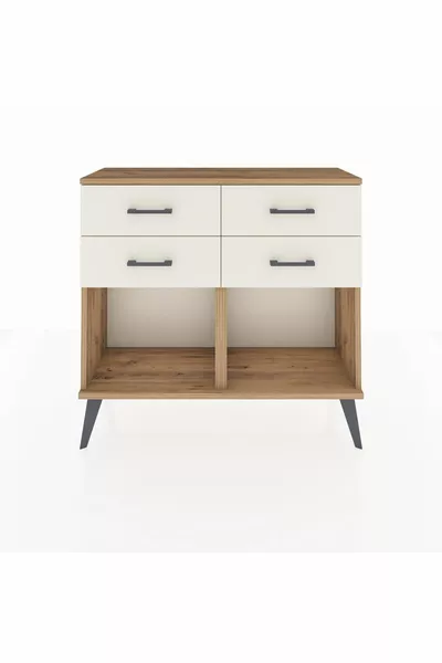 Arges Kast met 4 Lade Dennen-Hout/Marmer