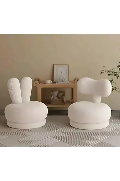 Pure-Form Minimalistische Bouclé Puff Set