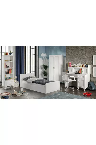 Snow Country Style Children's Room Set - 4 Pieces and Made Entirely of First-Quality MDF