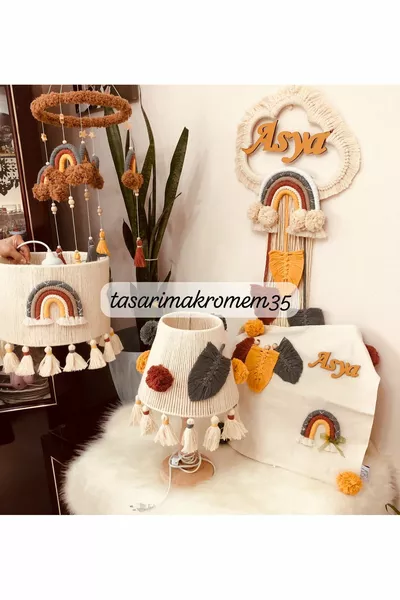 MAKROME AVİZE SET ABAJUR-AVİZE-KAPISÜSÜ-YASTIK KILIFI-DÖNENCE DUY DAHİL