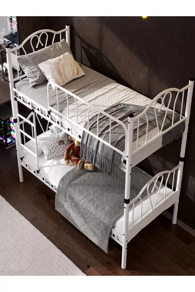 Argimo Orchidee Jongenskamer Metalen Stapelbed en Bed x Wit