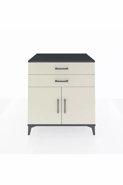 خزانة كرونوس رف واحد درجين و بابين أنثراسايت-حجر رملي