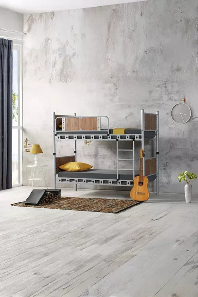 Elegant Kids' Room Wooden Headboard Metal Bunk Bed and Bed Frame