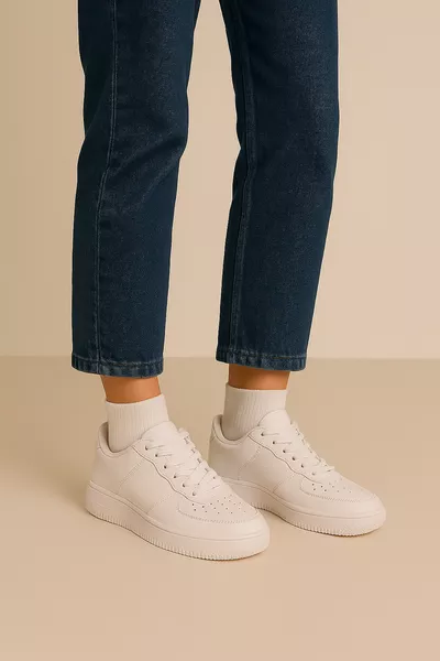 حذاء رياضي يومي موحد الجنس أبيض-أسود Air Force