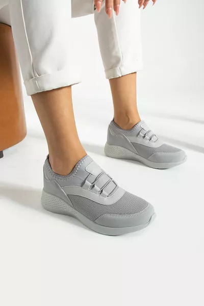 Buz Gri Anatomik Esnek Taban Slip-on Spor Ayakkabı Günlük Sneaker