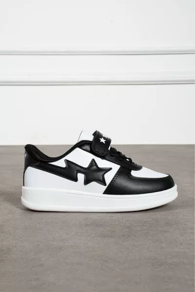 Chaussures de sport scolaires pour enfants à scratch noir