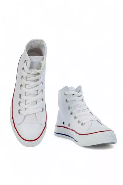 White Long Ankle Converse Model Unisex Linen Shoes Sports Shoes Casual Sneakers