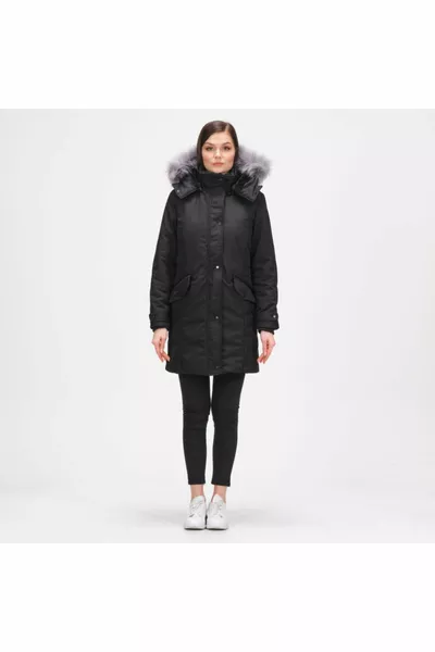Manteau femme femme peut sortir Manteau long doublé de fourrure à capuche