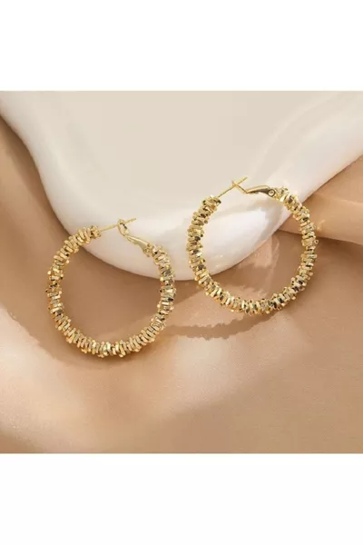 Hoop Earring Steel Ridged