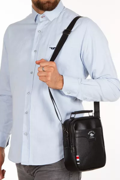 Мужская черная сумка из веганской кожи для руки и плеча, через плечо, с отделением для телефона