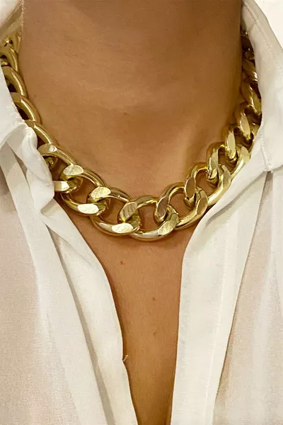 Thick Gold-Colored Chain Necklace