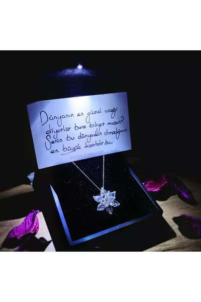 Light-Up Necklace with Box Silver Lotus Flower Necklace | Sterling Silver Necklace