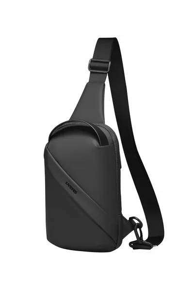 Wasserdichte schwarze Leder-Umhänge- und Bauchtasche