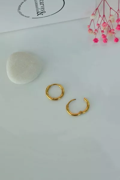 Small Size Steel Hoop Earrings Gold