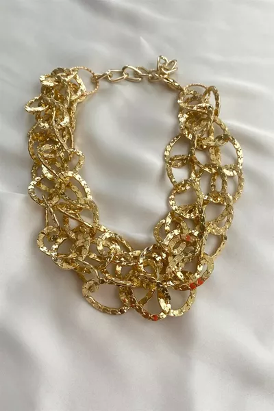 Starry Three-Row Gold Chain Necklace