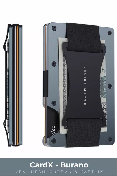 Cardx - حزام بورانو - محفظة وبطاقات بسيطة وجديدة من الجيل الجديد، مواد فاخرة، محمية ضد RFID - رمادي