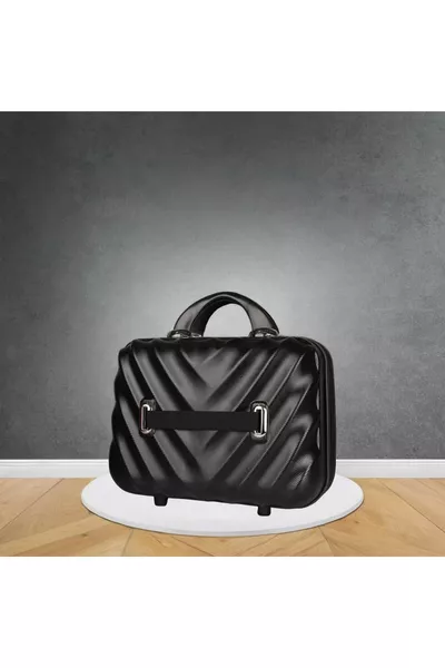 حقيبة مكياج لوطس للباطن وحقيبة يدوية باللون الأسود