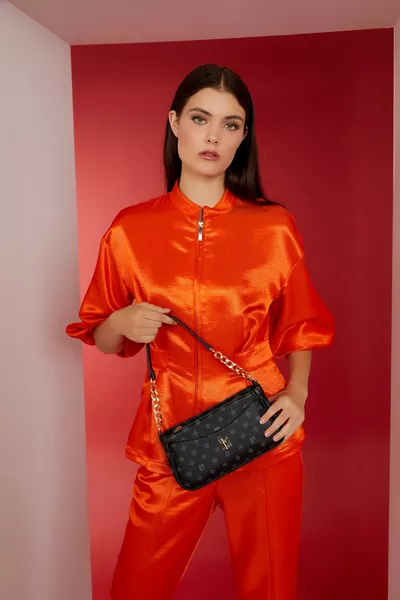 Borsa a Spalla Donna Monogram Nera 