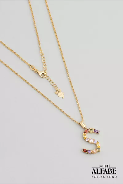 Mini S Letter Sunlight Color Adjustable Yellow Gold Plated Silver Necklace