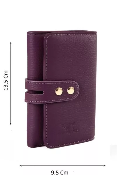 Hakiki Deri Gold Detaylı Kadın Kartlık Ve Cüzdan