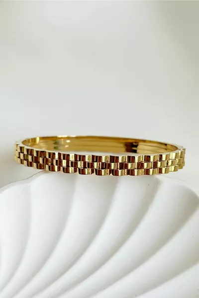 Caprea Steel Helena Women's Cuff Bracelet Gold-Colored, Non-Tarnishing,  cm Wrist Length Women's Bracelet