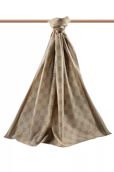 وشاح نسائي فاخر من حرير المدينة، بيج-4