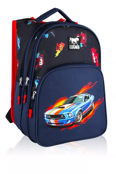 Set de 3 Sacs d'École Primaire pour Garçon avec Doublure et Pochette Rembourrée, Bleu Marine