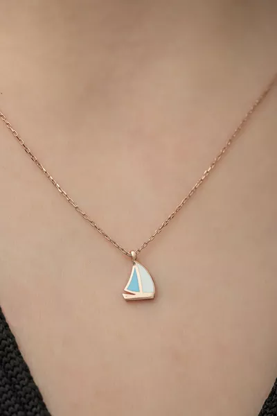 Women Adjustable Minimal Sail Necklace Silver Necklace