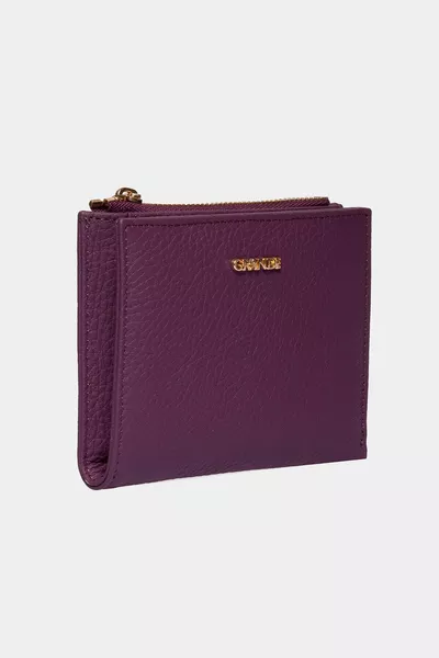  Истински Кожен Дамски Портфейл с Копче и цип, Flother Лилав