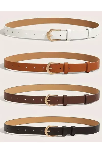 سلسلة بريميير مجموعة 4 أحزمة نسائية بعرض 3 سم - أبيض، عسلي، بني، أسود، أحزمة للنساء