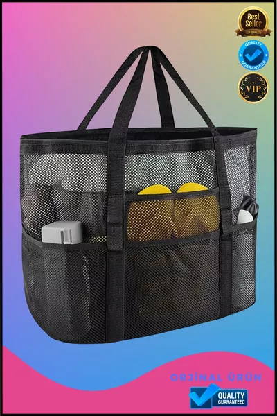 Beach Bag L Mesh Black Beach Bag