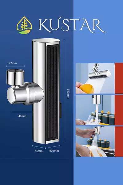 Хромированная экономичная насадка для крана с 4 режимами водопада, регулируемая, для кухонной мойки