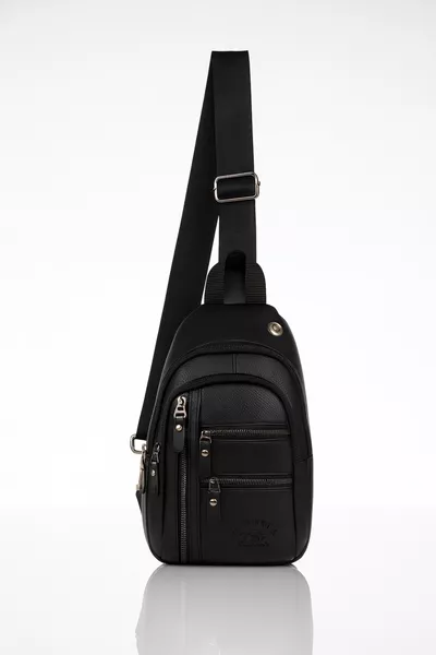 حقيبة صدر جلدية بحمالة عابرة، حقيبة كتف بجيب متعدد، حقيبة يد بيد واحدة مع فتحة لسماعة الأذن