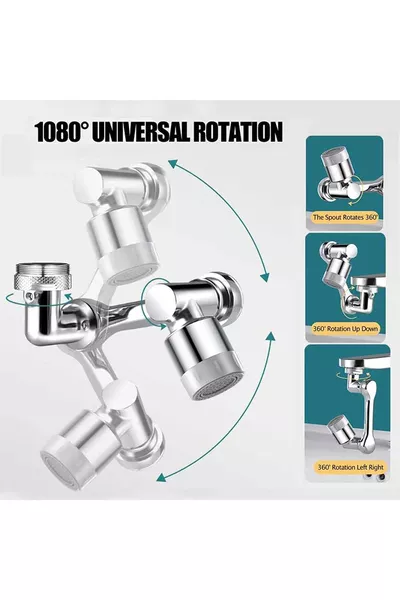 Насадка для крана с вращением на  градусов из нержавеющей стали с двумя функциями и роботизированной подачей давления