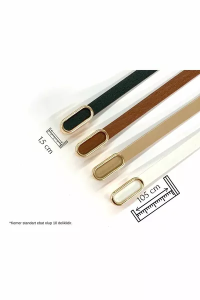 4'lü Ithal Oval Gold Tokalı Ince Kemer, Pantolon Kemeri, Gömlek Kemeri, Ceket Kemeri