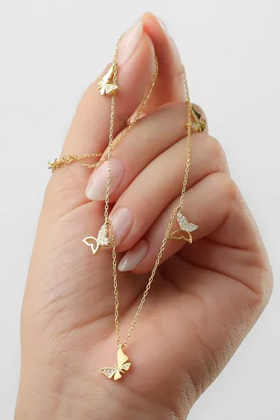  Sterling Silver Gold Butterfly Luck Necklace
