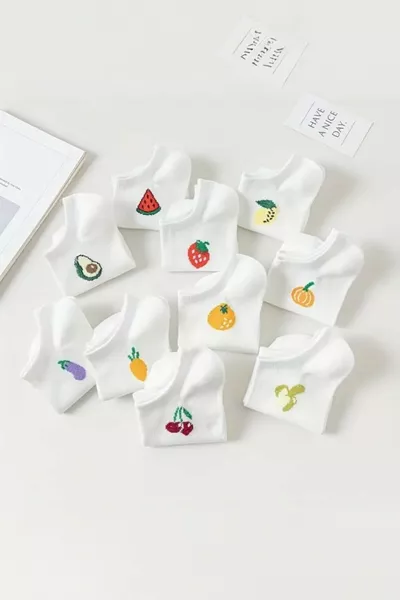 جوارب نسائية قصيرة بنقشة فواكه من القطن الفاخر  أزواج