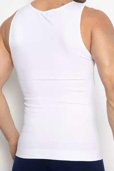 Premium Shapewear White Men's Tank Top Corset Shirt Waist Chest Belly Gynecomastia Support Posture Corrector