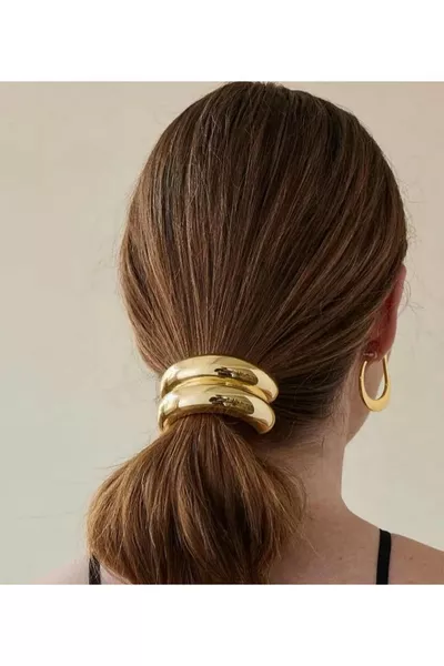 مشبك شعر نسائي مع مطاط ذهبي