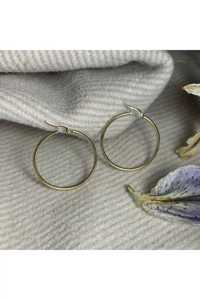l Colorfast Gold Steel Hoop Earrings