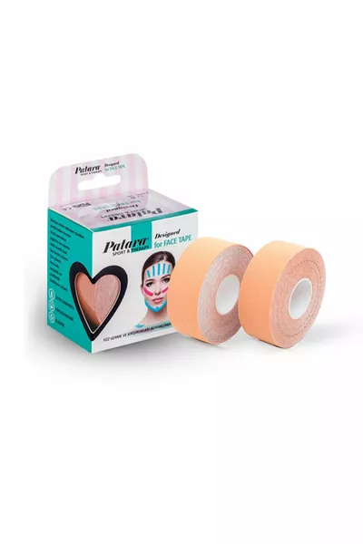 Well Skin-Colored Face Yoga Band 2 Pieces 2.5cm x 5m Sports Pain Kinesio Tape