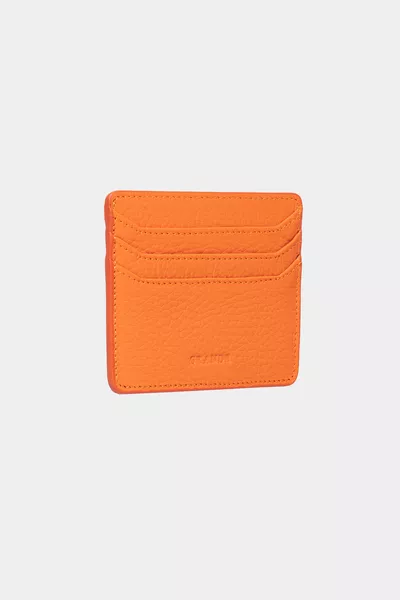 Porte-cartes en cuir véritable ultra-fin pour femmes et hommes, orange