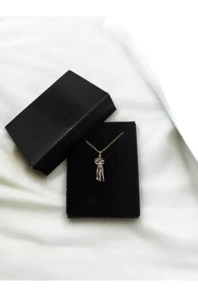 عقد قلبي من الصلب لعشاق مزدوجين مع صندوق للجنسين - عقد يوم الأم