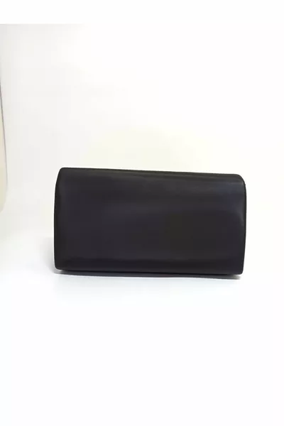 Women's black satin mini evening bag with stone accessories