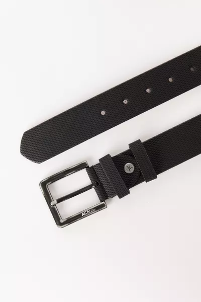 حزام جينز رجالي أسود جلد صناعي كاجوال