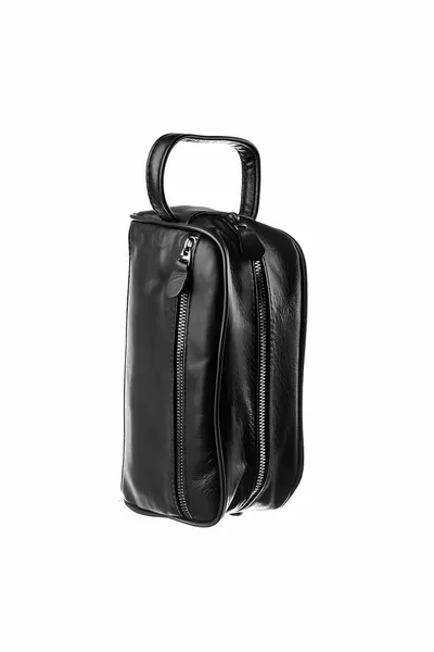 Genuine Leather Black Men's Handbag - Travel Bag - Cosmetic Bag - Shaving Bag