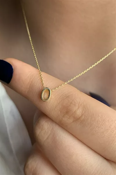 Adjustable Three-Dimensional O Letter Silver Necklace Length cm