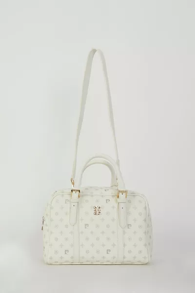 Weiße Monogramm Damen Schultertasche 