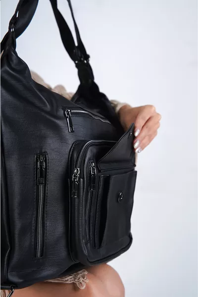 Kadın Yumuşak Deri Siyah Hem Kol Hem Sırt Çantası